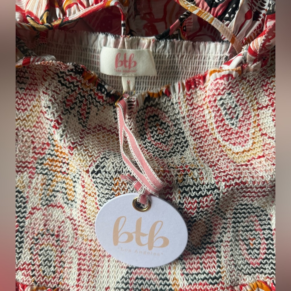 NWT BTB Los Angeles Smocked 100% cotton Flutter Sleeve Maxi Dress Size medium - Picture 13 of 16